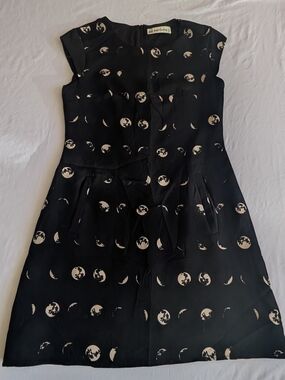 Black Moon Phases Print Sleeveless Dress